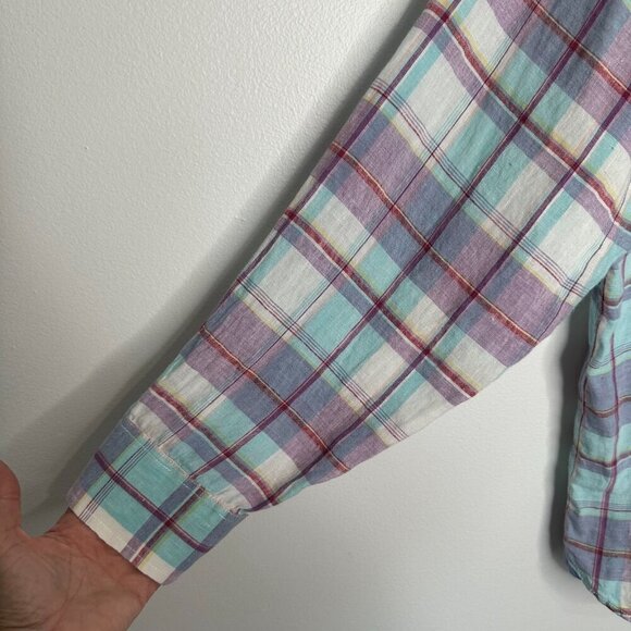 Tommy Bahama Linen Long Sleeve Button Down Shirt 2XL Blue Purple Plaid - Picture 2 of 12